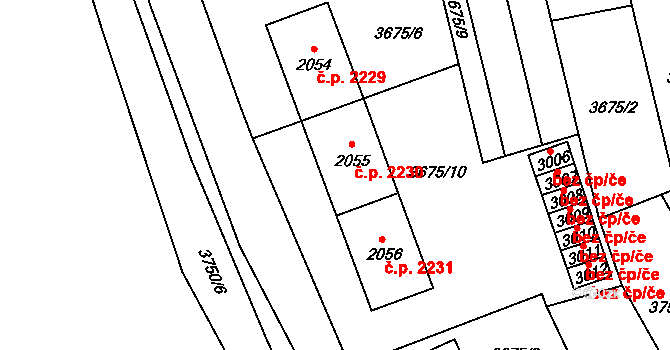 Břeclav 2230 na parcele st. 2055 v KÚ Břeclav, Katastrální mapa
