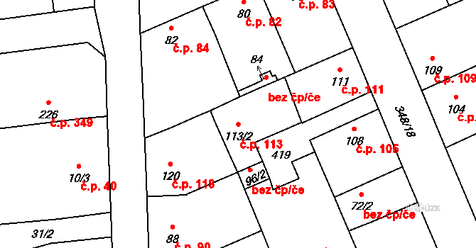 Černčice 113 na parcele st. 113/2 v KÚ Černčice u Loun, Katastrální mapa