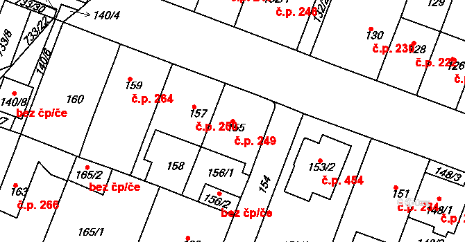 Řetenice 249, Teplice na parcele st. 155 v KÚ Teplice-Řetenice, Katastrální mapa