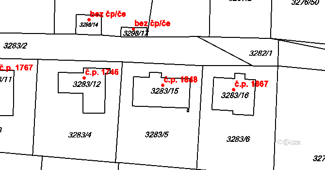 Turnov 1848 na parcele st. 3283/15 v KÚ Turnov, Katastrální mapa