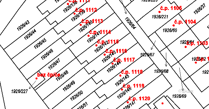 Sedlčany 1116 na parcele st. 1926/143 v KÚ Sedlčany, Katastrální mapa