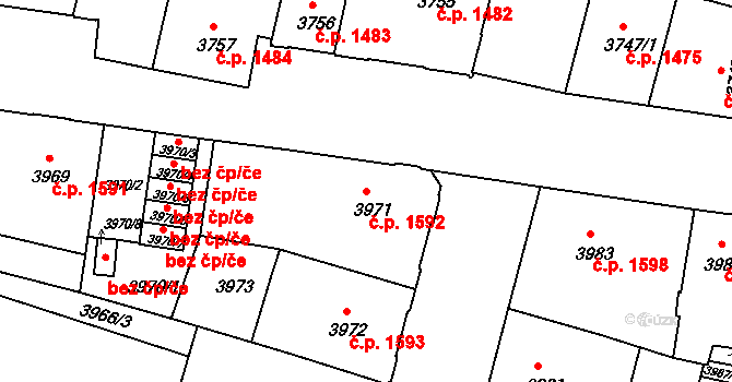 České Budějovice 3 1592, České Budějovice na parcele st. 3971 v KÚ České Budějovice 3, Katastrální mapa