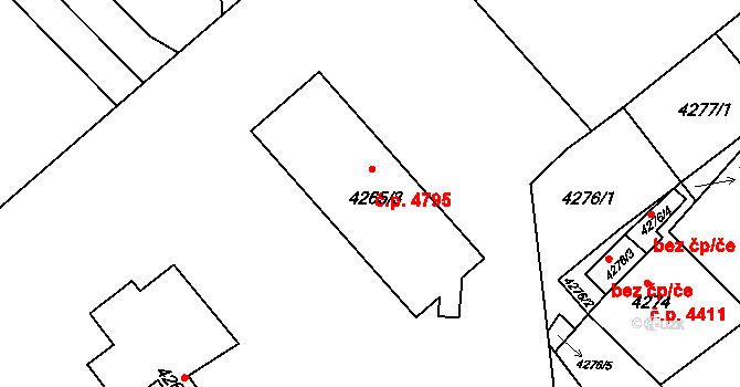 Chomutov 4795 na parcele st. 4265/3 v KÚ Chomutov II, Katastrální mapa