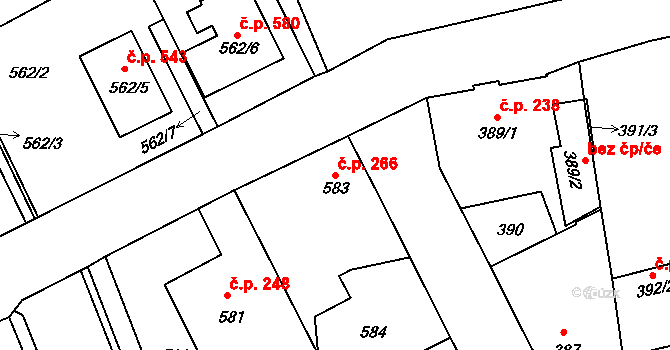 Liberec VII-Horní Růžodol 266, Liberec na parcele st. 583 v KÚ Horní Růžodol, Katastrální mapa