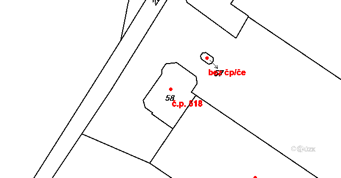 Jaktař 518, Opava na parcele st. 58 v KÚ Jaktař, Katastrální mapa