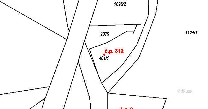 Rotava 312 na parcele st. 401/1 v KÚ Rotava, Katastrální mapa