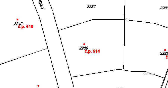 Prostřední Suchá 514, Havířov na parcele st. 2286 v KÚ Prostřední Suchá, Katastrální mapa