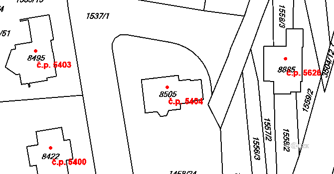 Zlín 5404 na parcele st. 8505 v KÚ Zlín, Katastrální mapa