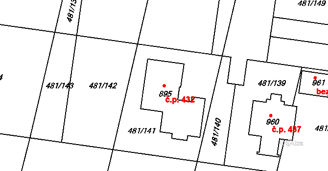 Nučice 432 na parcele st. 895 v KÚ Nučice u Rudné, Katastrální mapa