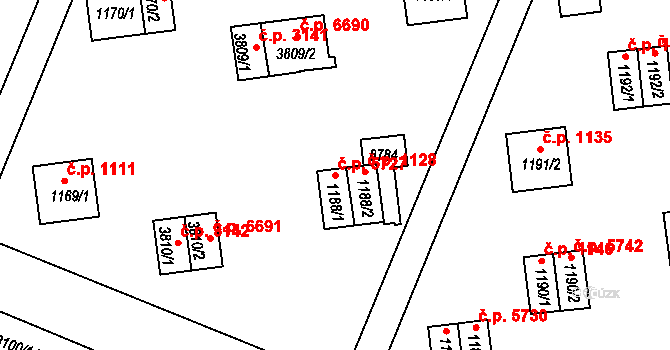 Zlín 5727 na parcele st. 1188/1 v KÚ Zlín, Katastrální mapa