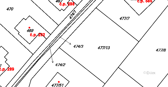 Komárov 567 na parcele st. 477/41 v KÚ Komárov u Hořovic, Katastrální mapa