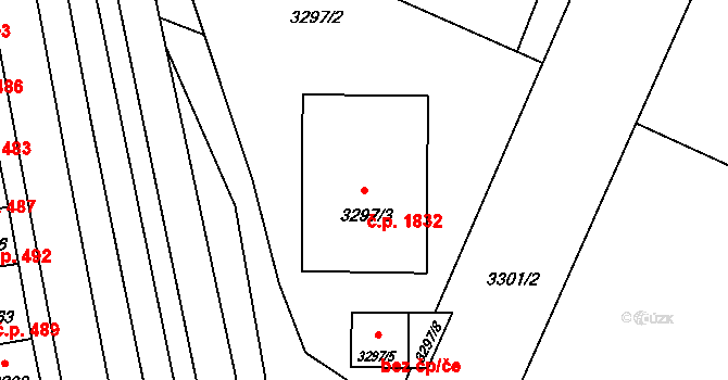 Předměstí 1832, Litoměřice na parcele st. 3297/3 v KÚ Litoměřice, Katastrální mapa