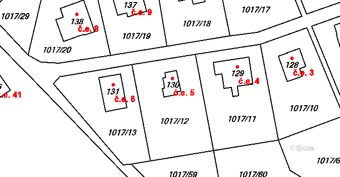 Kobylníky 5, Chotilsko na parcele st. 130 v KÚ Prostřední Lhota, Katastrální mapa