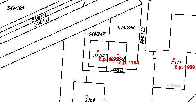 Uherské Hradiště 1279 na parcele st. 2170/1 v KÚ Uherské Hradiště, Katastrální mapa