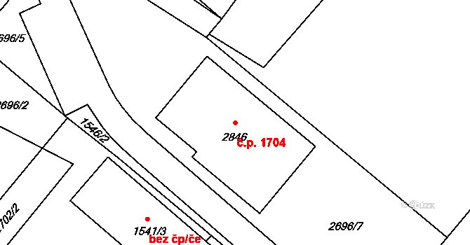 Kateřinky 1704, Opava na parcele st. 2846 v KÚ Kateřinky u Opavy, Katastrální mapa