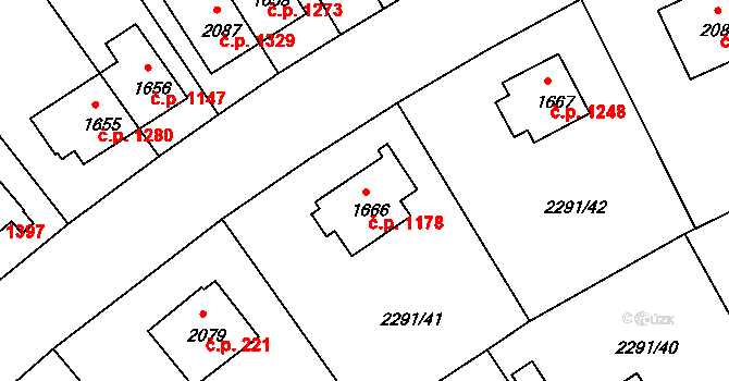 Vlašim 1178 na parcele st. 1666 v KÚ Vlašim, Katastrální mapa