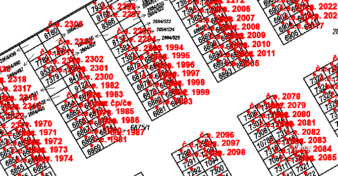 Hodonín 1998 na parcele st. 6886 v KÚ Hodonín, Katastrální mapa