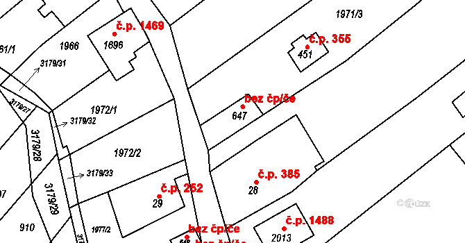 Uherské Hradiště 42182239 na parcele st. 647 v KÚ Mařatice, Katastrální mapa