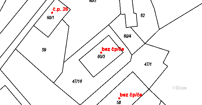 Vilémov 42321239 na parcele st. 60/3 v KÚ Vinaře u Kadaně, Katastrální mapa