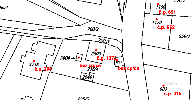 Sušice II 1372, Sušice na parcele st. 2099 v KÚ Sušice nad Otavou, Katastrální mapa
