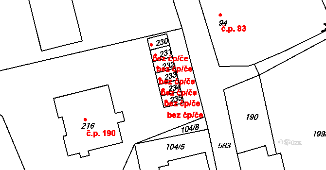 Krušovice 44404239 na parcele st. 234 v KÚ Krušovice, Katastrální mapa