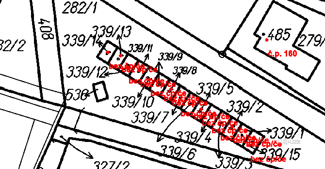 Lenora 46163239 na parcele st. 339/9 v KÚ Lenora, Katastrální mapa