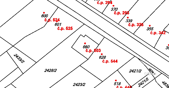 Boršice 603 na parcele st. 660 v KÚ Boršice u Buchlovic, Katastrální mapa