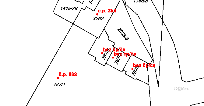 Slaný 49438239 na parcele st. 787/5 v KÚ Slaný, Katastrální mapa