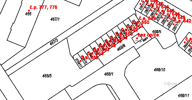 Horní Litvínov 656, Litvínov na parcele st. 2799/8 v KÚ Horní Litvínov, Katastrální mapa