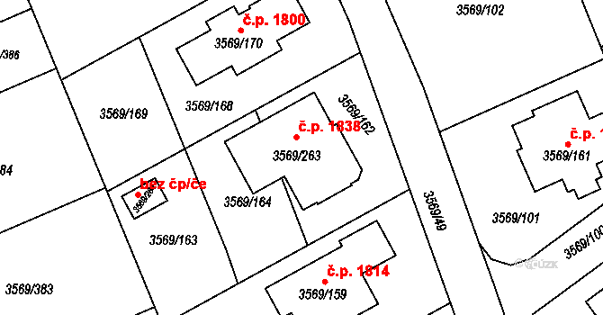 Šlapanice 1838 na parcele st. 3569/263 v KÚ Šlapanice u Brna, Katastrální mapa