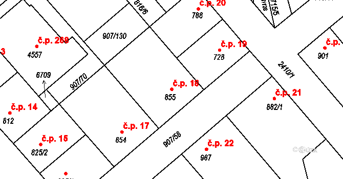 Beroun-Zavadilka 18, Beroun na parcele st. 855/1 v KÚ Beroun, Katastrální mapa