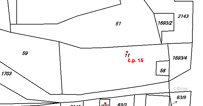 Otov 15 na parcele st. 11 v KÚ Otov u Nového Kramolína, Katastrální mapa