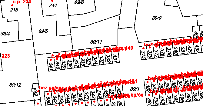 Běloves 142, Náchod na parcele st. 333 v KÚ Běloves, Katastrální mapa