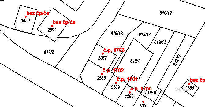 Náchod 1703 na parcele st. 2587 v KÚ Náchod, Katastrální mapa
