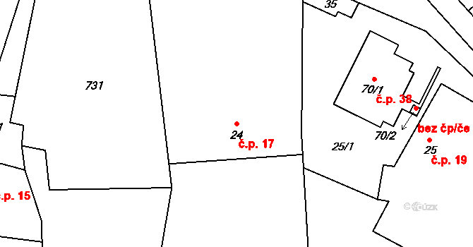 Vlachov 17, Lukavice na parcele st. 24 v KÚ Vlachov, Katastrální mapa