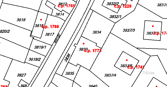 Zábřeh 1773 na parcele st. 3833 v KÚ Zábřeh na Moravě, Katastrální mapa