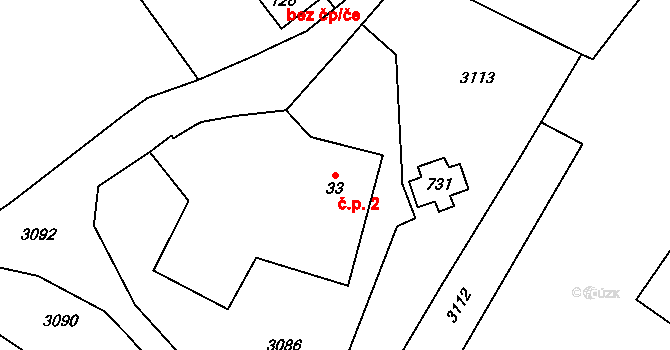 Prorubky 2, Liberk na parcele st. 33 v KÚ Prorubky, Katastrální mapa