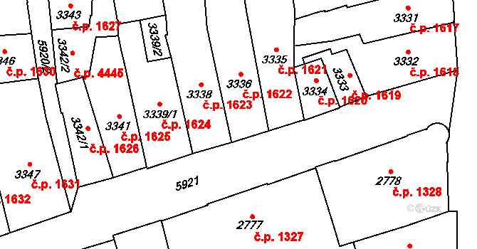 Jihlava 1622 na parcele st. 3336 v KÚ Jihlava, Katastrální mapa