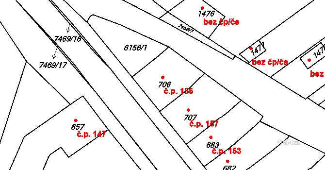 Telč-Štěpnice 156, Telč na parcele st. 706 v KÚ Telč, Katastrální mapa