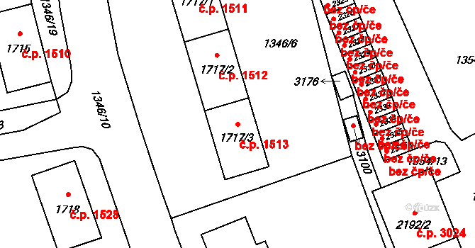 Šumperk 1513 na parcele st. 1717/3 v KÚ Šumperk, Katastrální mapa