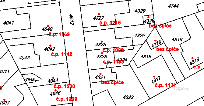 Kročehlavy 1183, Kladno na parcele st. 4323 v KÚ Kročehlavy, Katastrální mapa