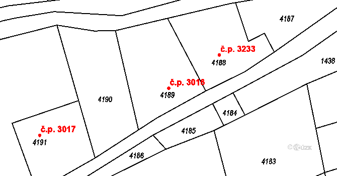 Větrov 3016, Frýdlant na parcele st. 4189 v KÚ Frýdlant, Katastrální mapa
