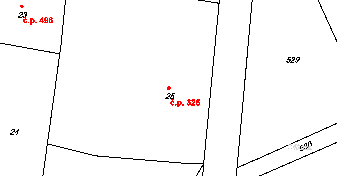 Hrádek nad Nisou 325 na parcele st. 25 v KÚ Hrádek nad Nisou, Katastrální mapa