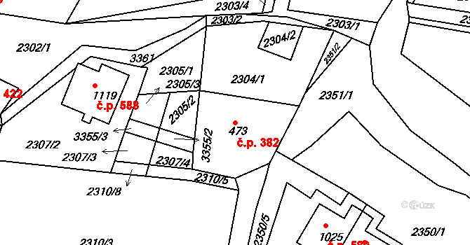 Horní Rokytnice 382, Rokytnice nad Jizerou na parcele st. 473 v KÚ Horní Rokytnice nad Jizerou, Katastrální mapa