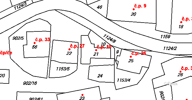 Libosváry 10, Loukov na parcele st. 21 v KÚ Libosváry u Bystřice pod Hostýnem, Katastrální mapa