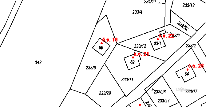 Karlov 19, Paseka na parcele st. 59 v KÚ Karlov u Paseky, Katastrální mapa
