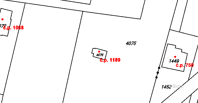 Lutyně 1189, Orlová na parcele st. 4076 v KÚ Horní Lutyně, Katastrální mapa