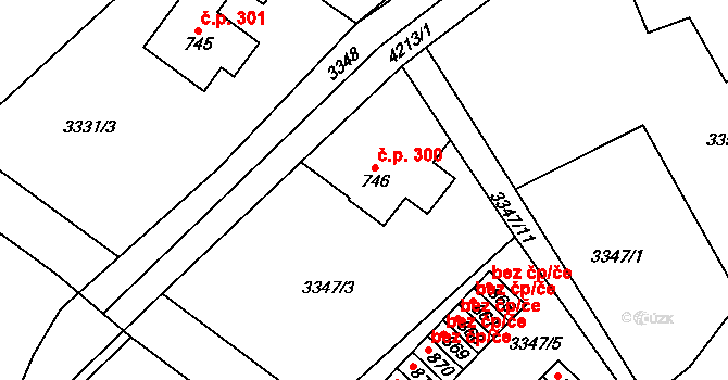 Dolní Čermná 300 na parcele st. 746 v KÚ Dolní Čermná, Katastrální mapa