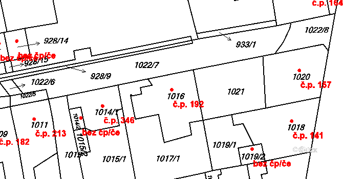 Miřetice u Klášterce nad Ohří 192, Klášterec nad Ohří na parcele st. 1016 v KÚ Miřetice u Klášterce nad Ohří, Katastrální mapa