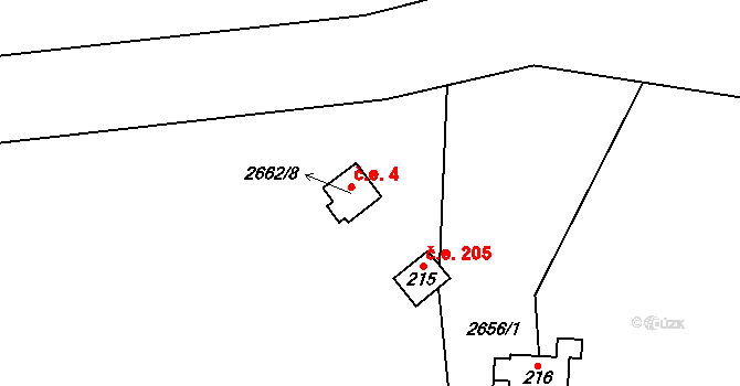 Senorady 4 na parcele st. 2662/8 v KÚ Senorady, Katastrální mapa